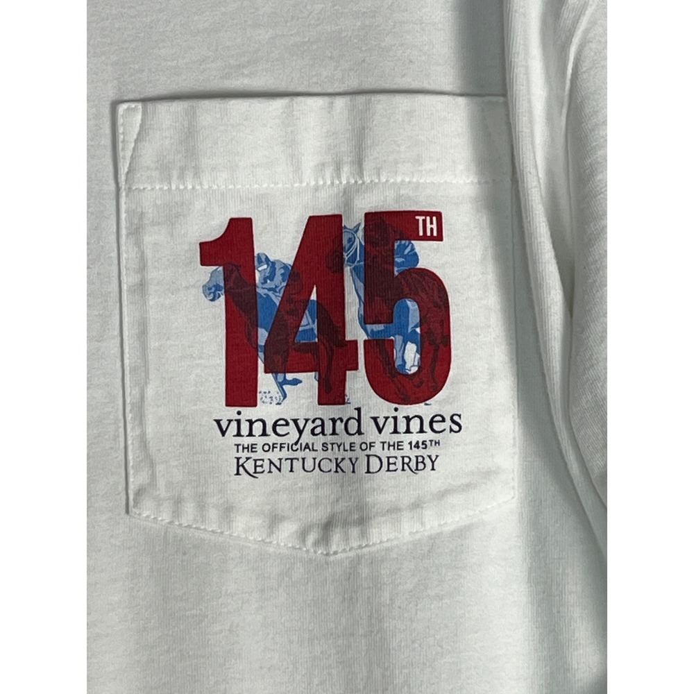 Vineyard Vines Mens Kentucky Derby 145th LS T-Shirt Long Sleeve Pocket Tee XS - Picture 2 of 8